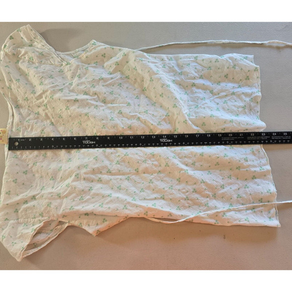 Gemini Blouse Women's XL White Green Floral Embordering Front & Back Ties Wrap - Picture 8 of 16